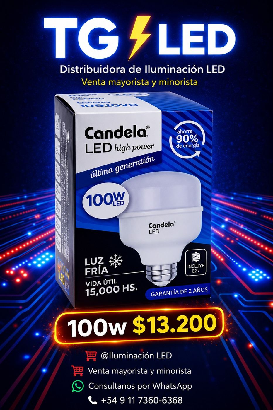 Lámpara LED High Power Candela de 100W