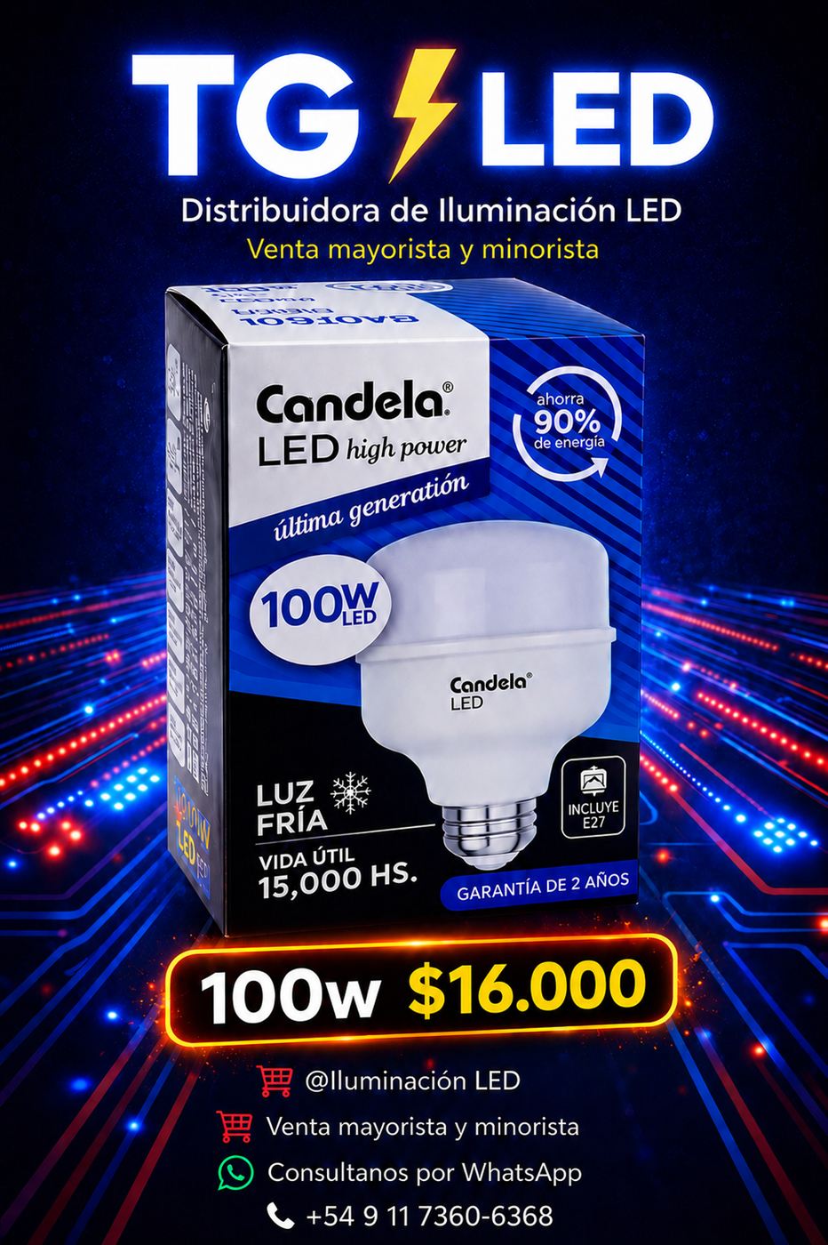 Lámpara LED High Power Candela de 100W